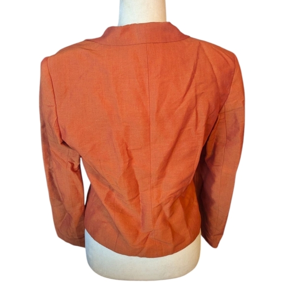 Ann Taylor Linen Blend Orange Button-Up Modern Career Office Siren Blazer Sz 8 - Picture 5 of 9